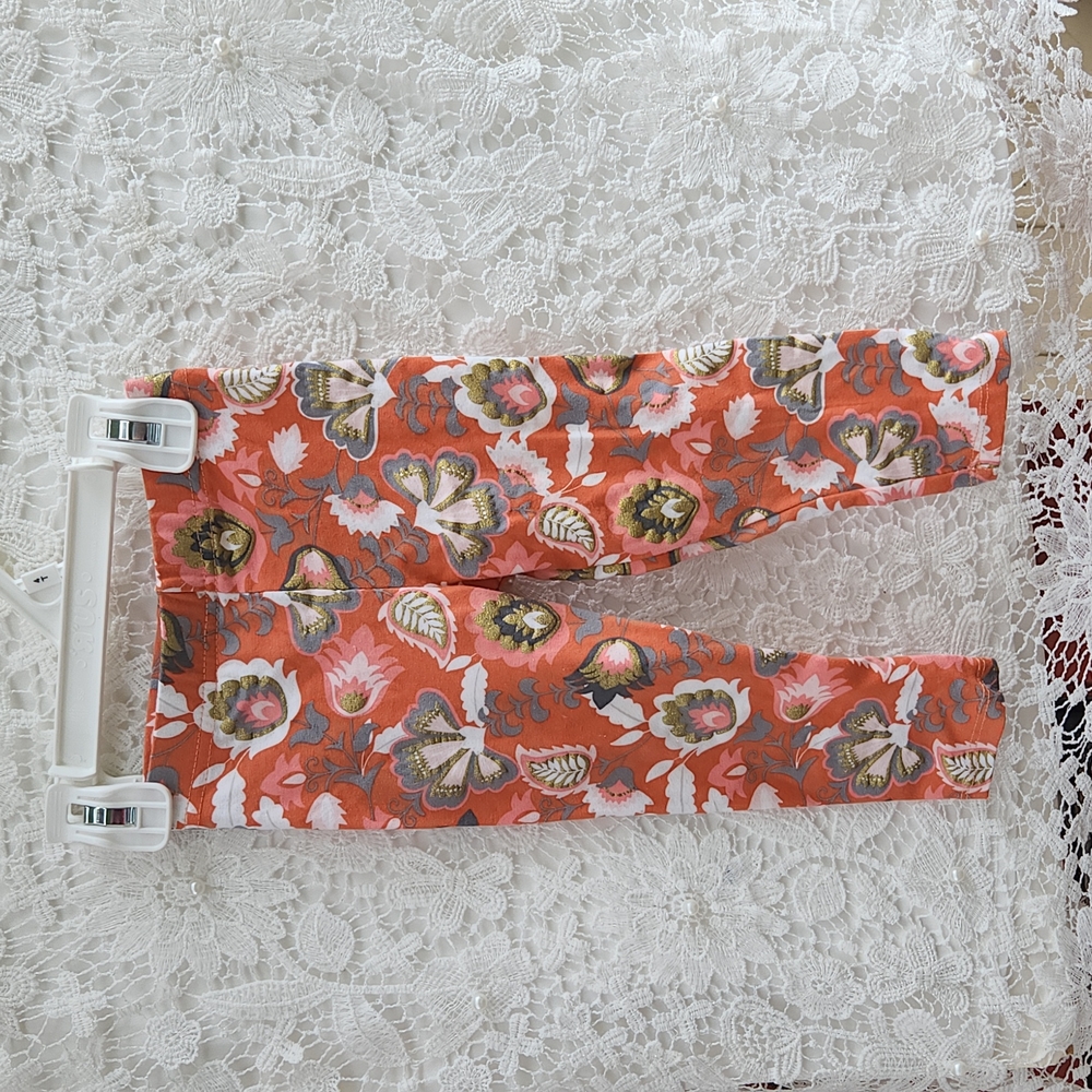 Rare Editions orange paisley stretch pants 18M